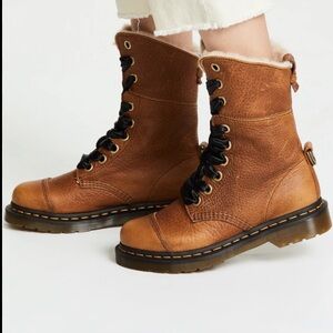 Htf Dr. Martens Women's Aimilita Grizzly Boots - Brown 8